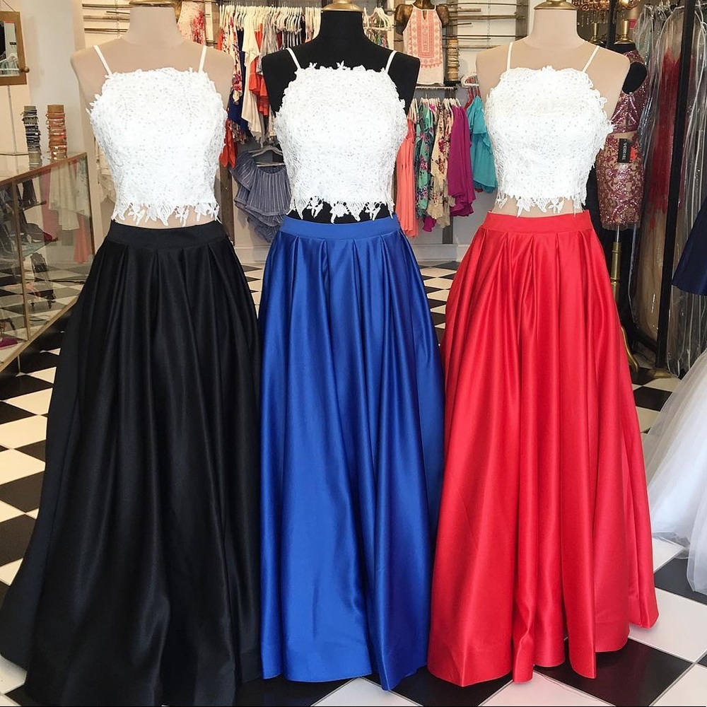 Blue and White 2 piece prom dress